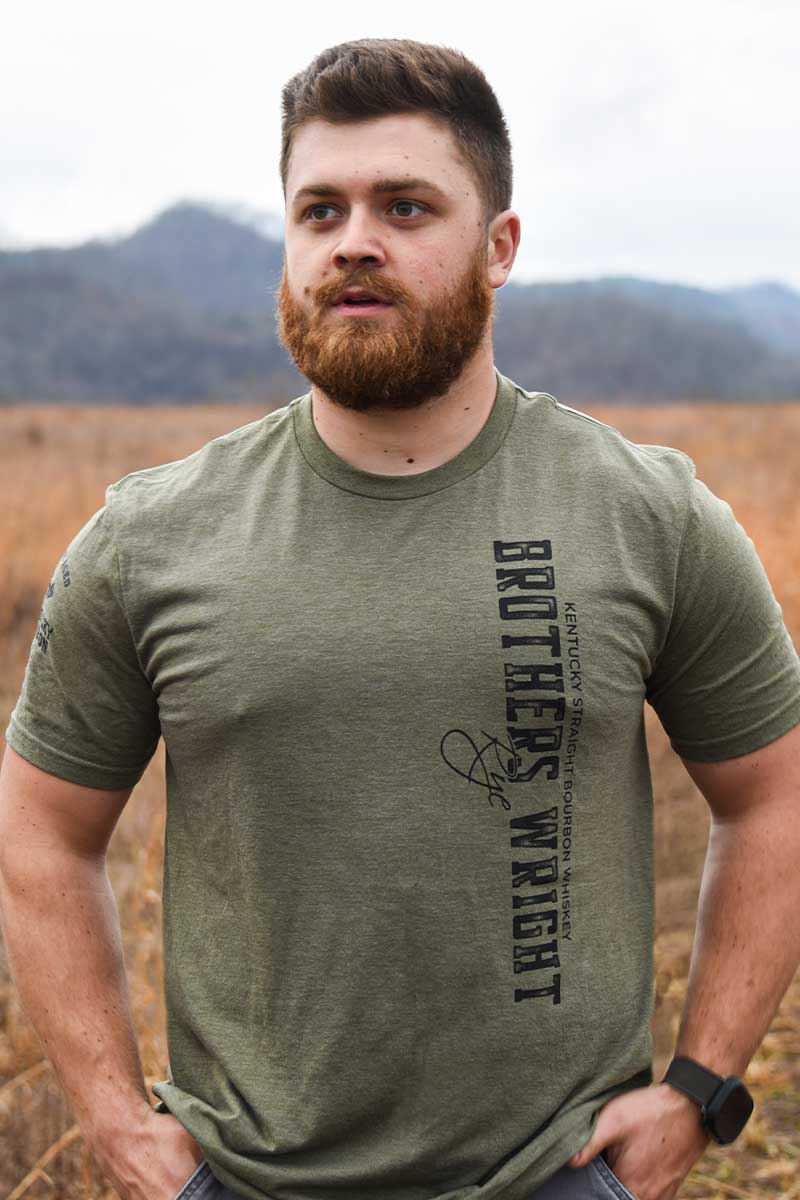 Brothers Wright Wheated - Classic Vertical OD Green Tee