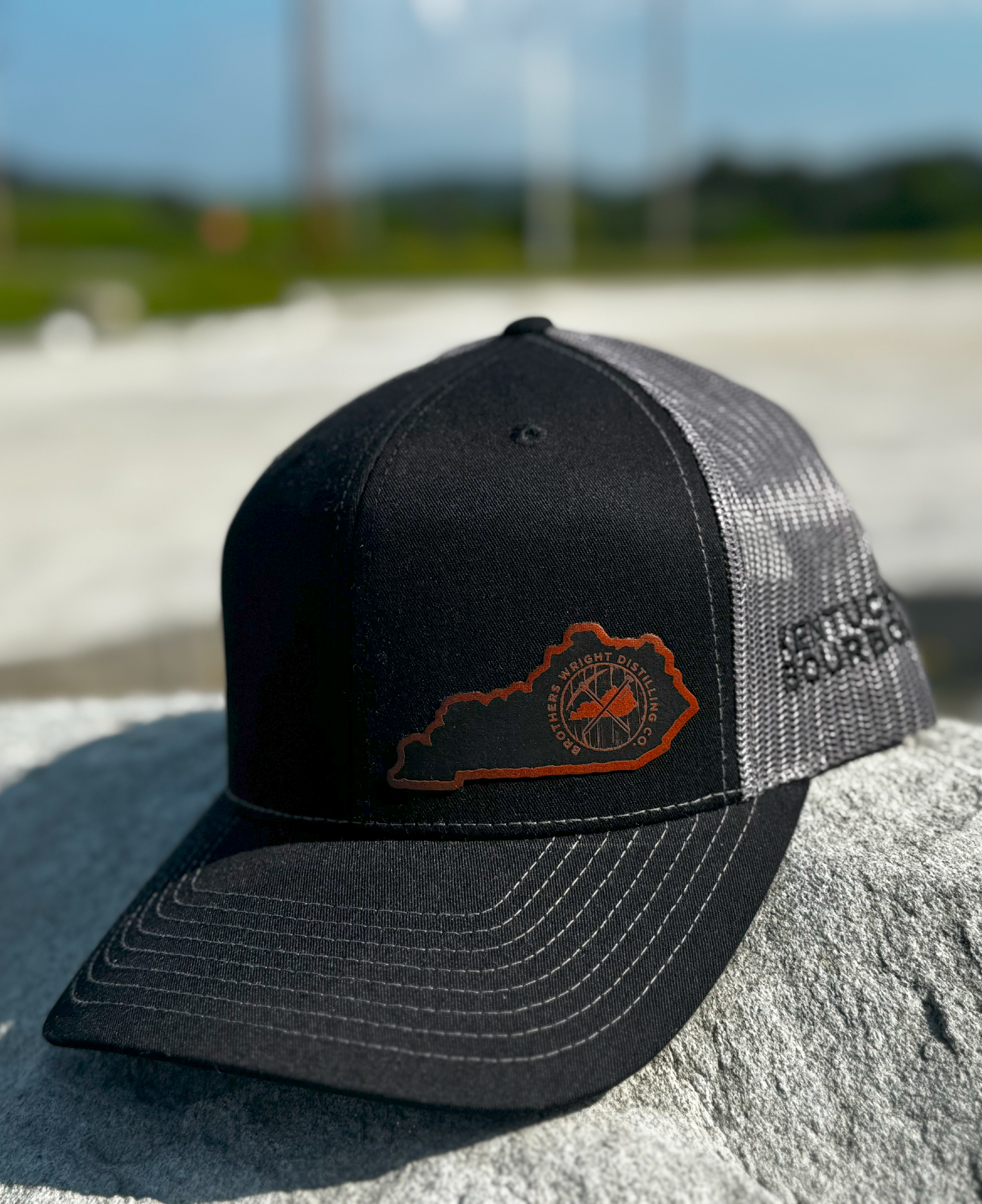 BWDC – Black/Charcoal Kentucky Leather Patch Richardson Hat