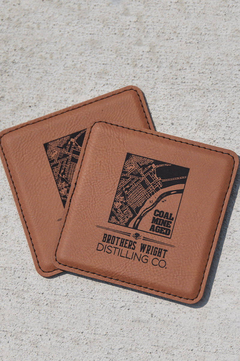 Brothers Wright Distilling Co. Leather Coaster 2 Pack